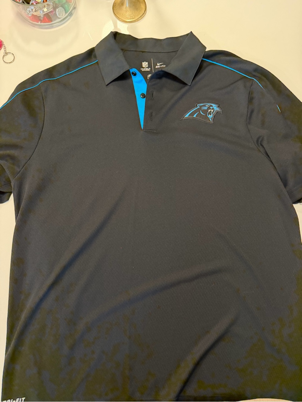 NFL Carolina Panthers Black & Panthers Blue Polo Shirt
